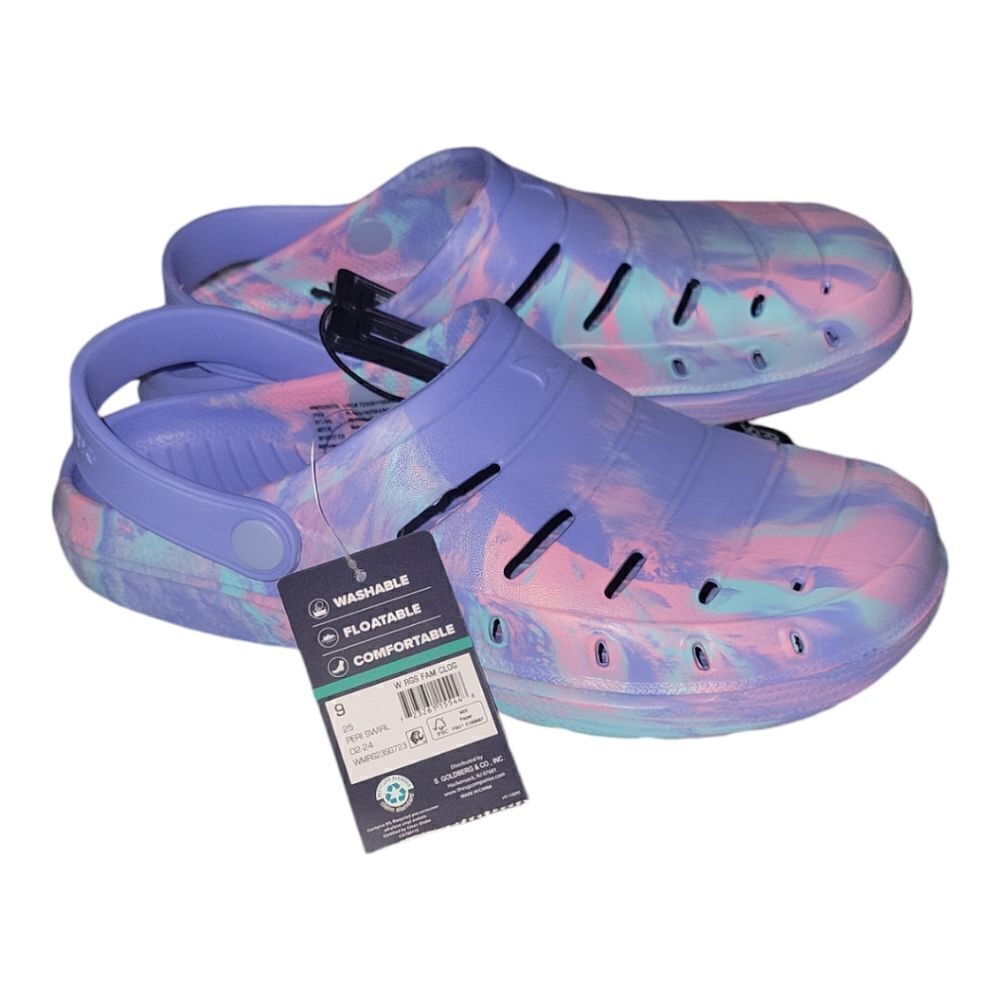 Womens Rugged Shark Foam Clogs size 9 NWT Tie Dye Purple Pink